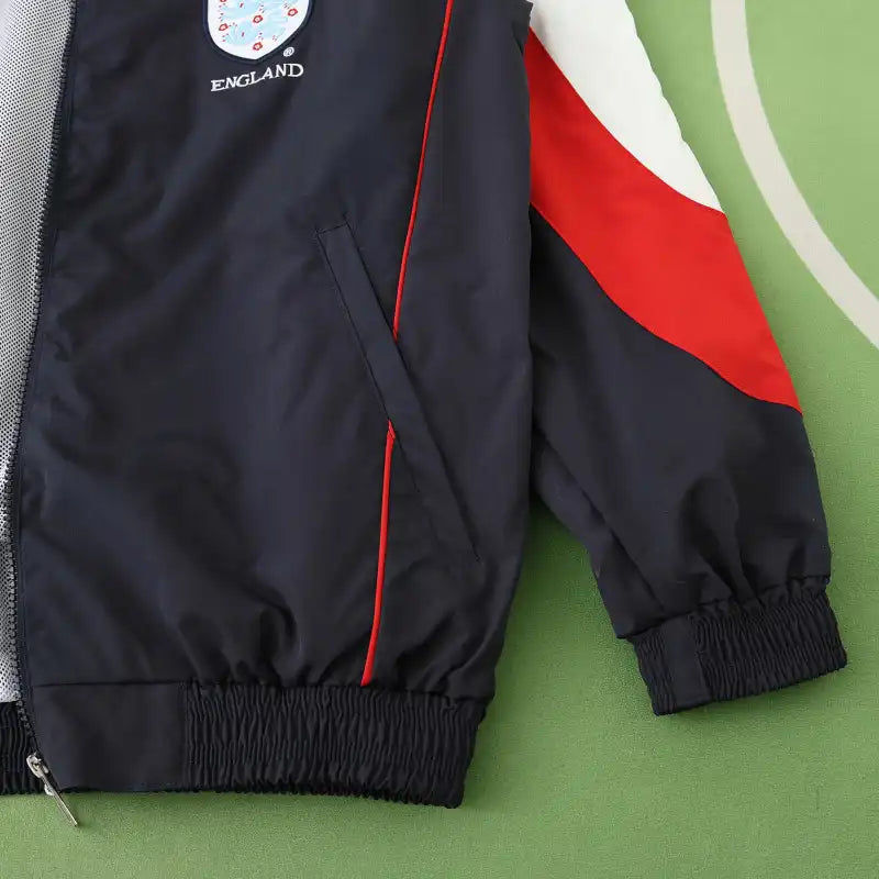 England Black Retro Windbreaker Jacket – | Windbreaker Jacke | Coupe-Vent
