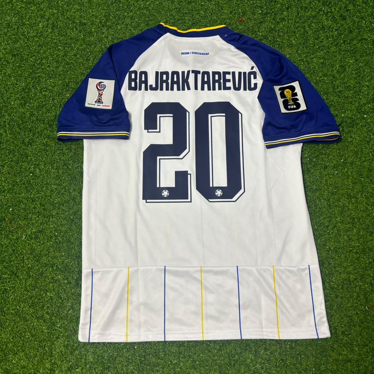 Bosnia and Herzegovina World Cup 2026 Esmir Bajraktarević Away White Football Jersey