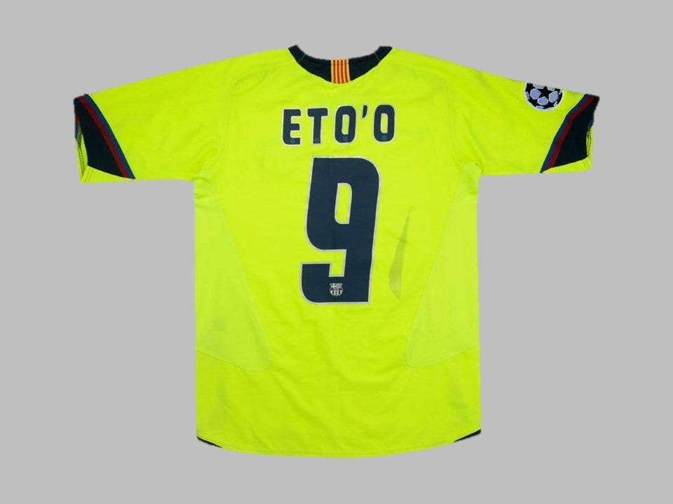 #9 Samuel Eto`o Barcelona 2005 2006 Green Yellow Retro Jersey Trikot Maillot Soccer Kit