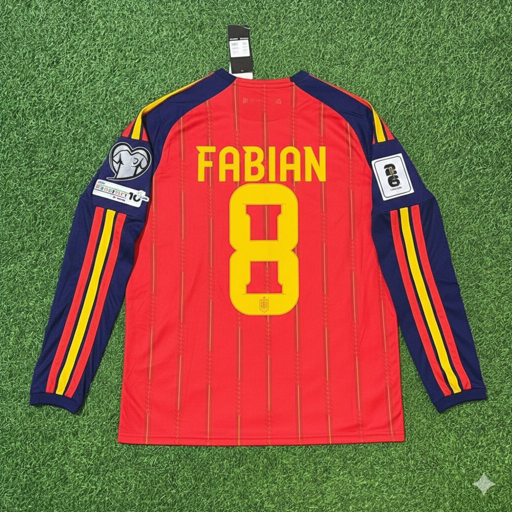 Spain 2026 Fabian Ruiz Home Long Sleeve Soccer Kit Football Jersey