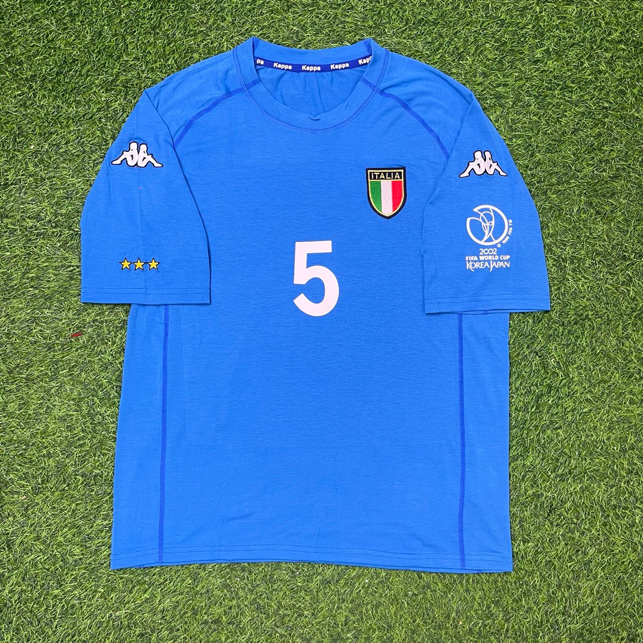 Italy World Cup 2002 Fabio Cannavaro #5 Home Retro Football Jersey