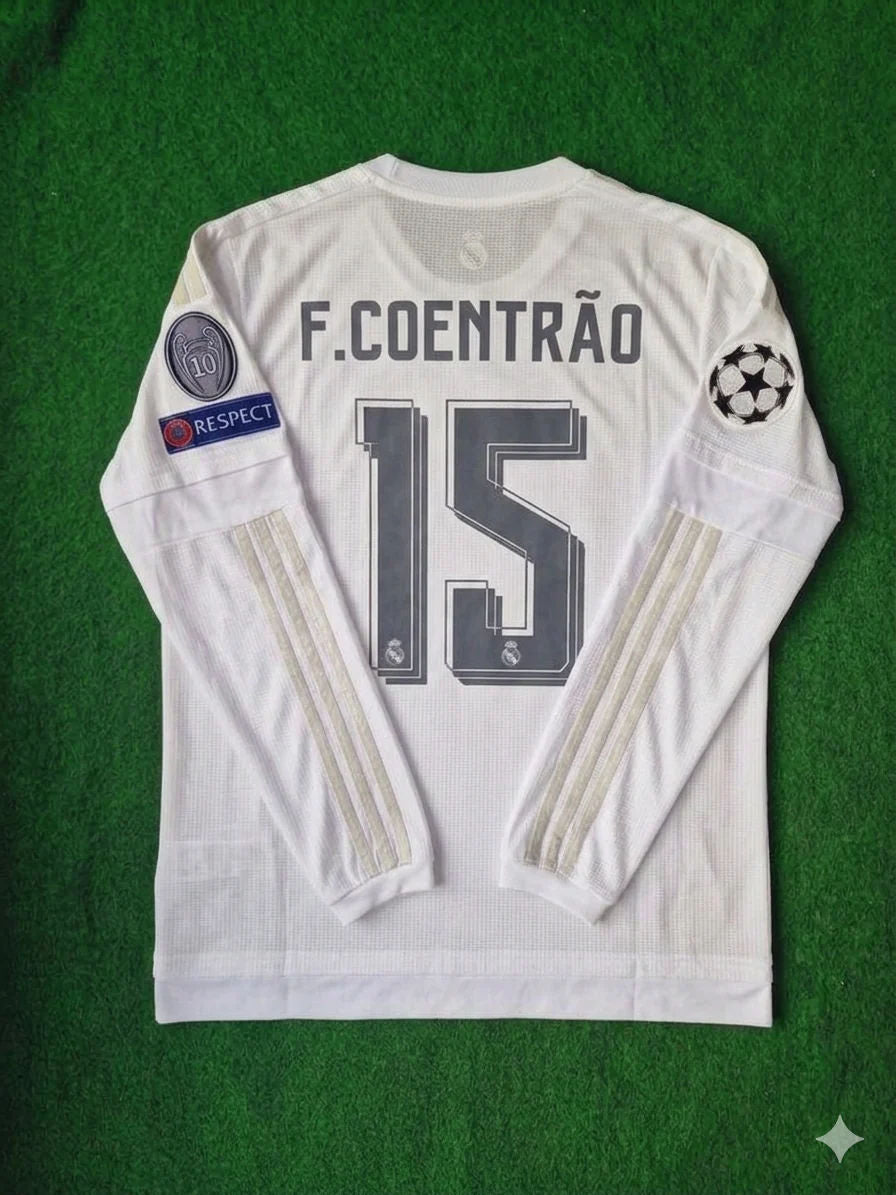 Fábio Coentrão 15- Real Madrid 2016 Champions League Final Long Sleeve Jersey Trikot Maillot Soccer Shirt