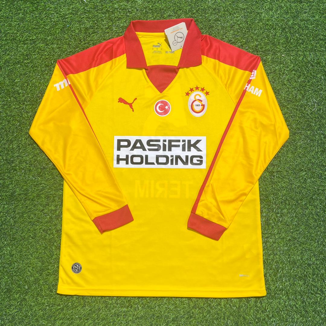 Fatih Terim Galatasaray Legendary Vintage Yellow Long Sleeve Football Jersey Kit