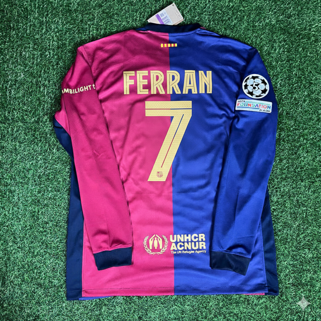 Ferran Torres 7- Barcelona 2025 Champions League Long Sleeve Football Jersey