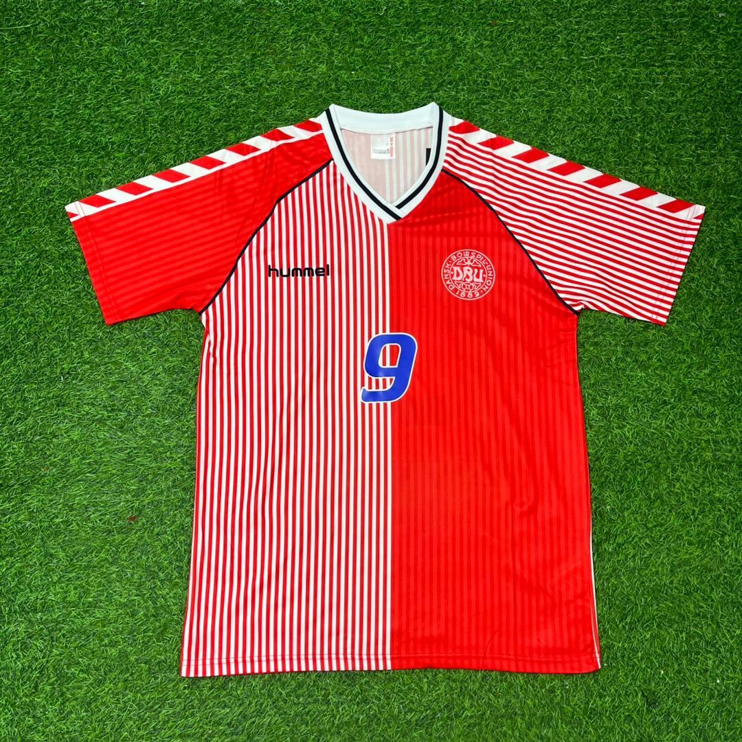 Flemming Povlsen Denmark Retro Football Jersey Kit