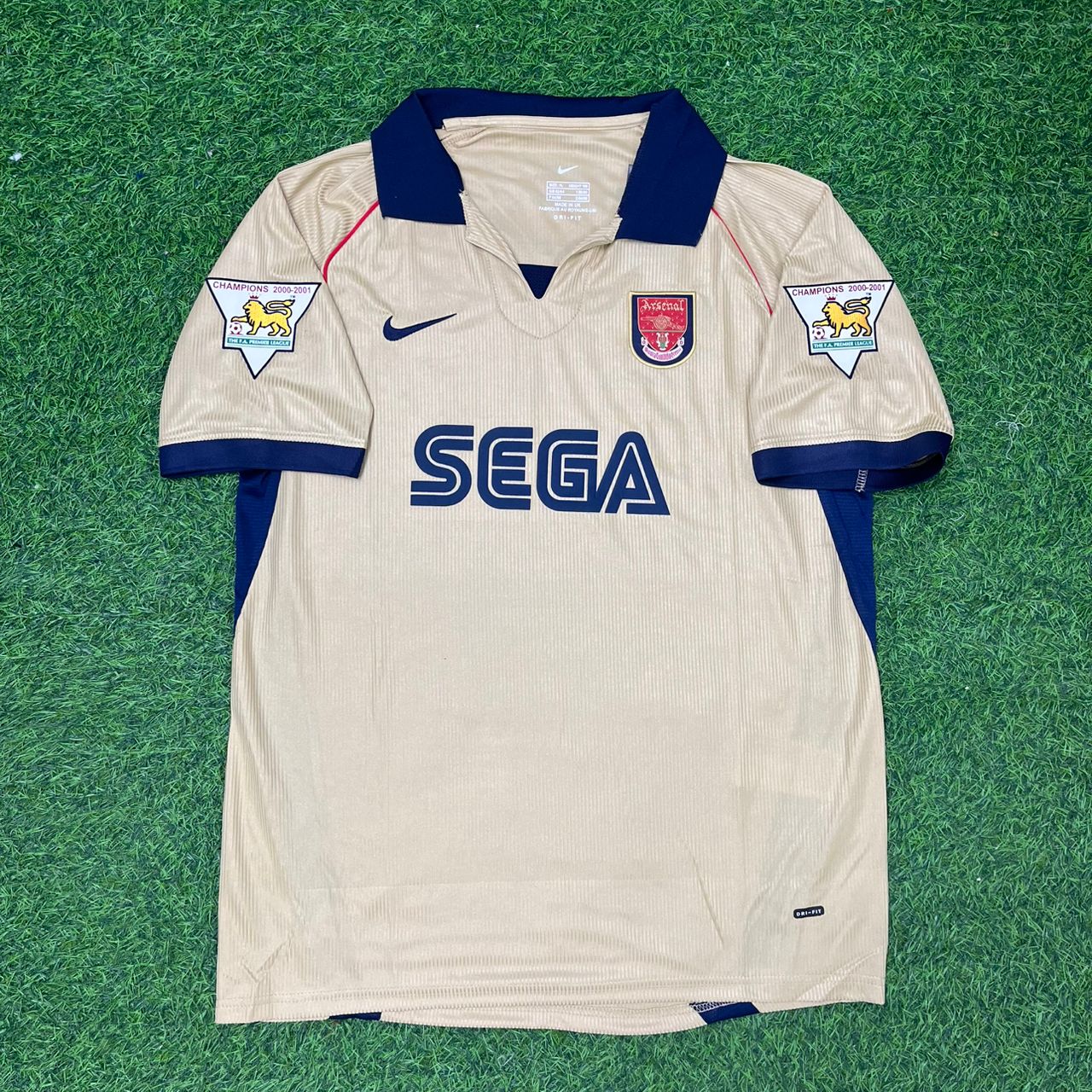 Giovanni van Bronckhorst Arsenal 2001-2002 Away Golden Retro Football Jersey Kit
