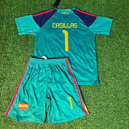 Iker Casillas Kids Spain 2010 World Cup Final Retro Kids Football Jersey Kit