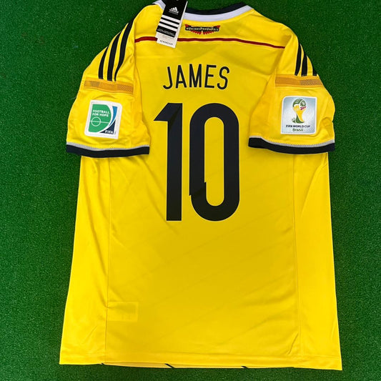 James Rodriguez Colombia 2014 Brazil World Cup Retro Football Jersey Kit