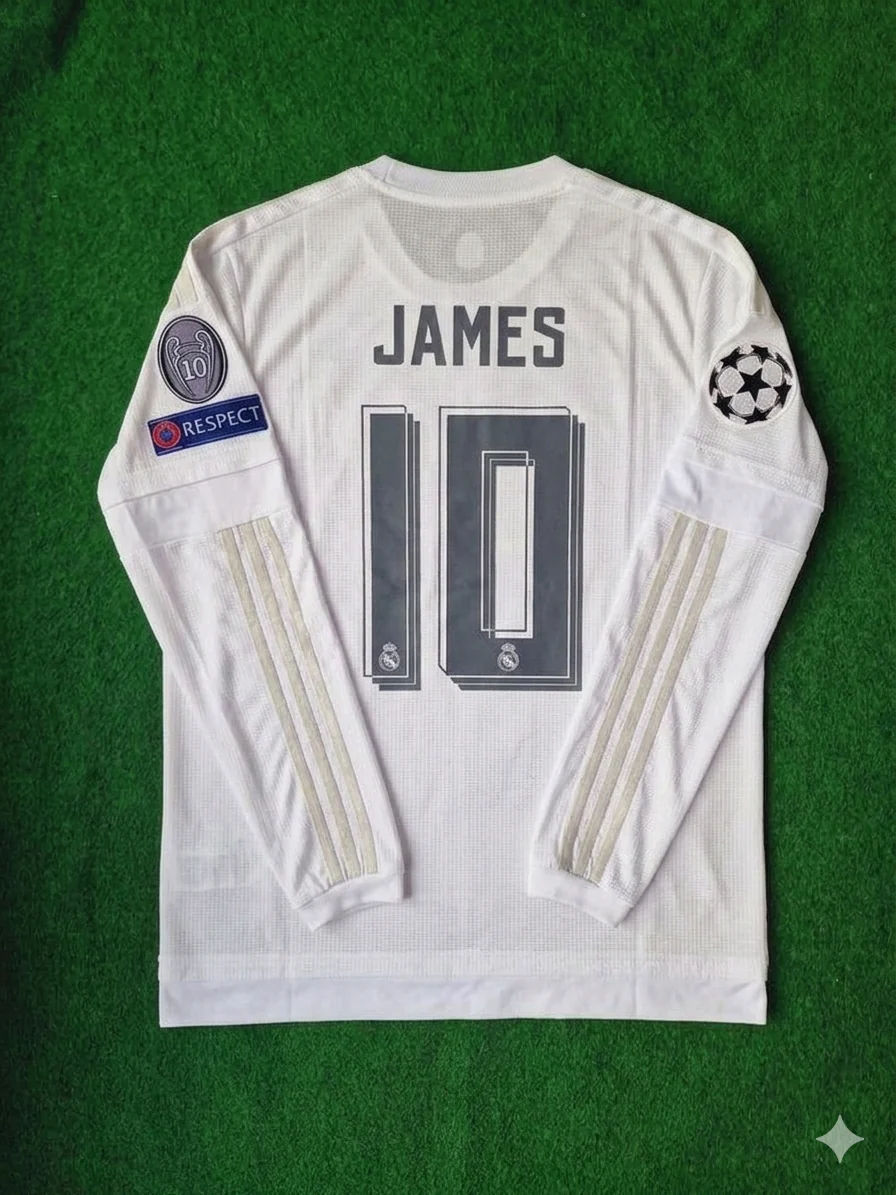 James Rodríguez 10- Real Madrid 2016 Champions League Final Long Sleeve Jersey Trikot Maillot Soccer Shirt
