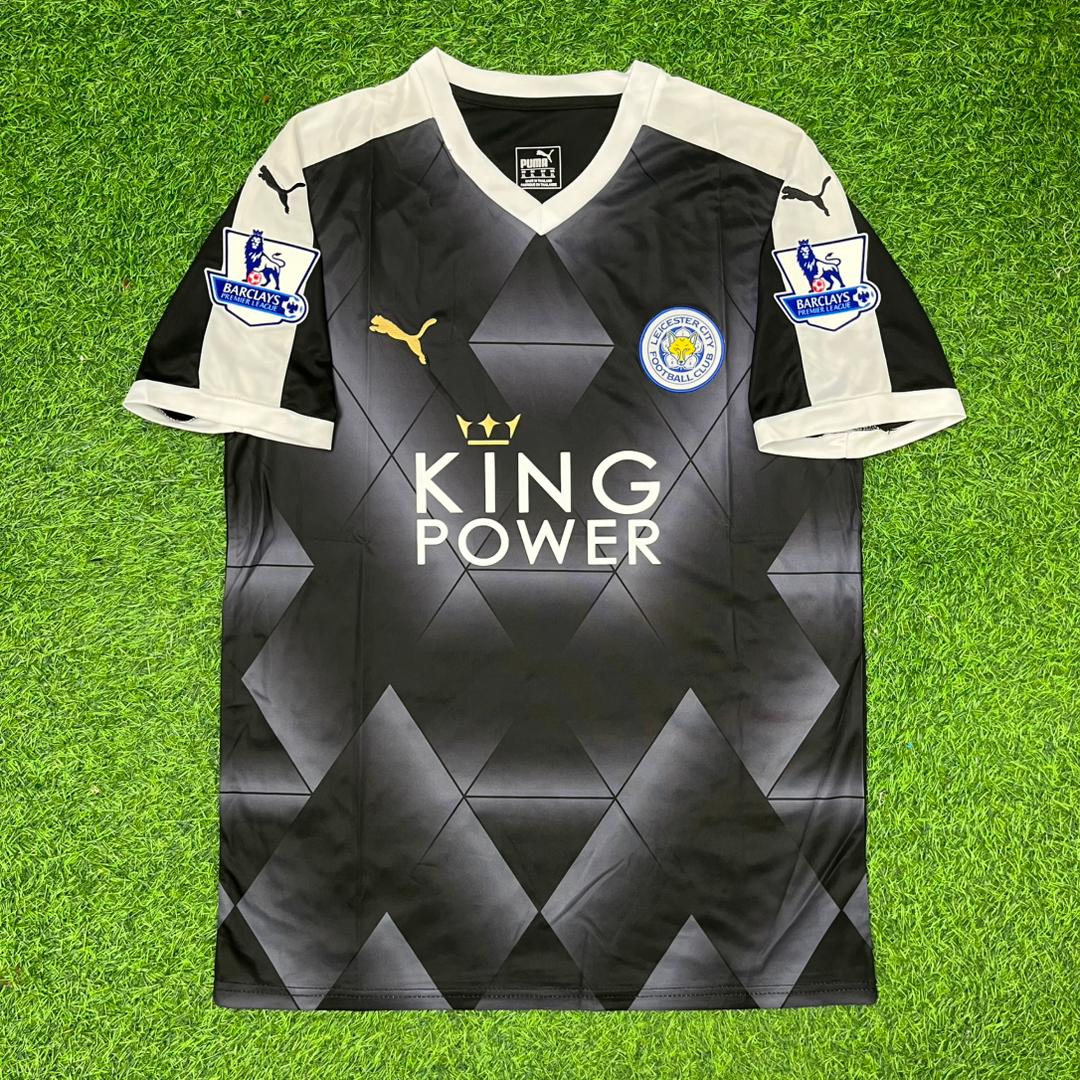 Jamie Vardy Leicester City 2015-2016 Away Black Retro Football Jersey Kit