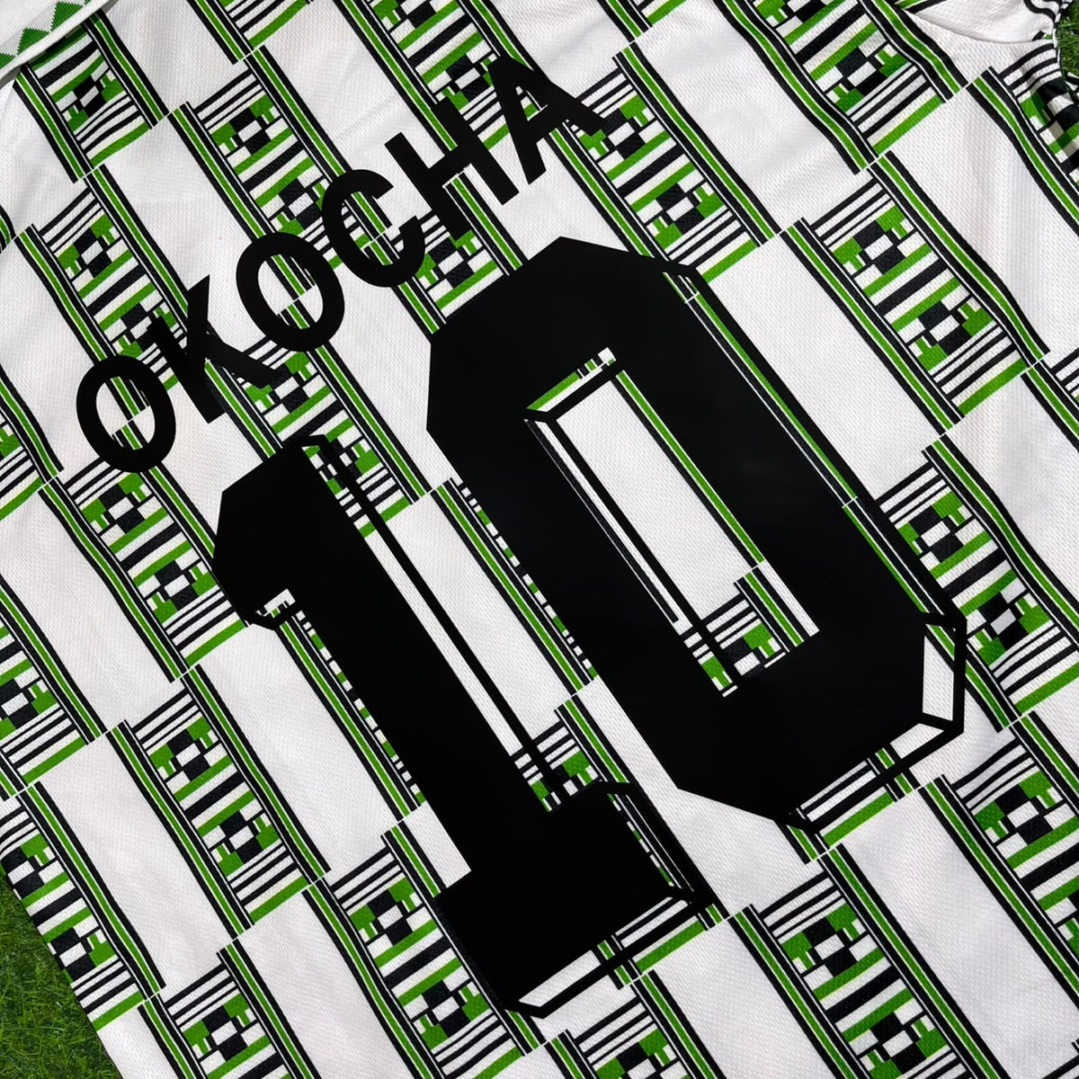 Jay-Jay Okocha Nigeria 1994 Season Away White Retro Football Jersey