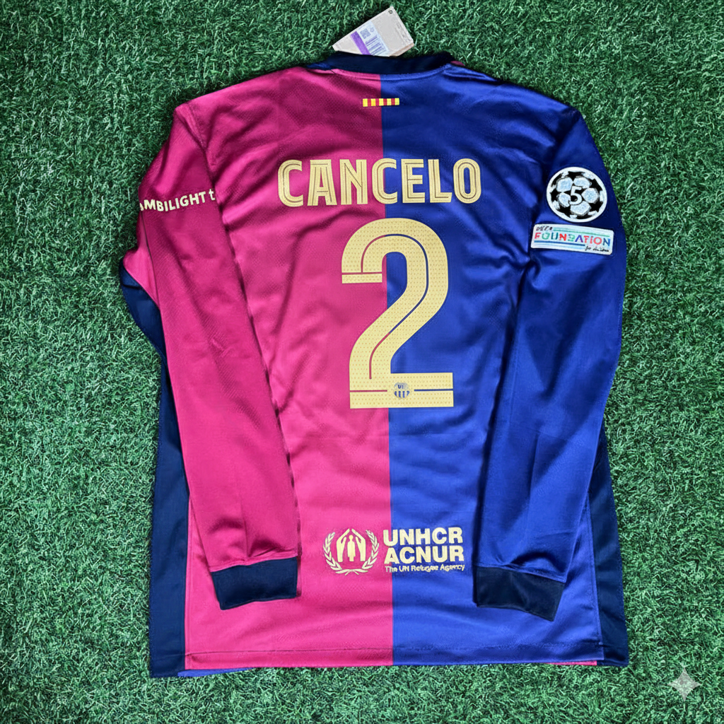 João Cancelo 2- Barcelona 2025 Champions League Long Sleeve Football Jersey
