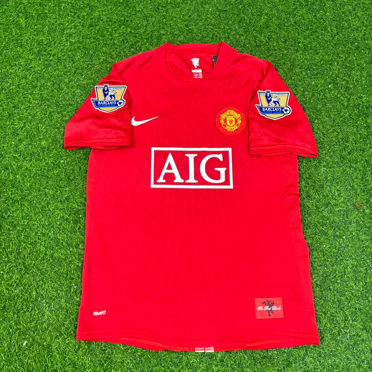 John O'Shea Manchester United 2007 2008 EPL Retro Red Football Jersey