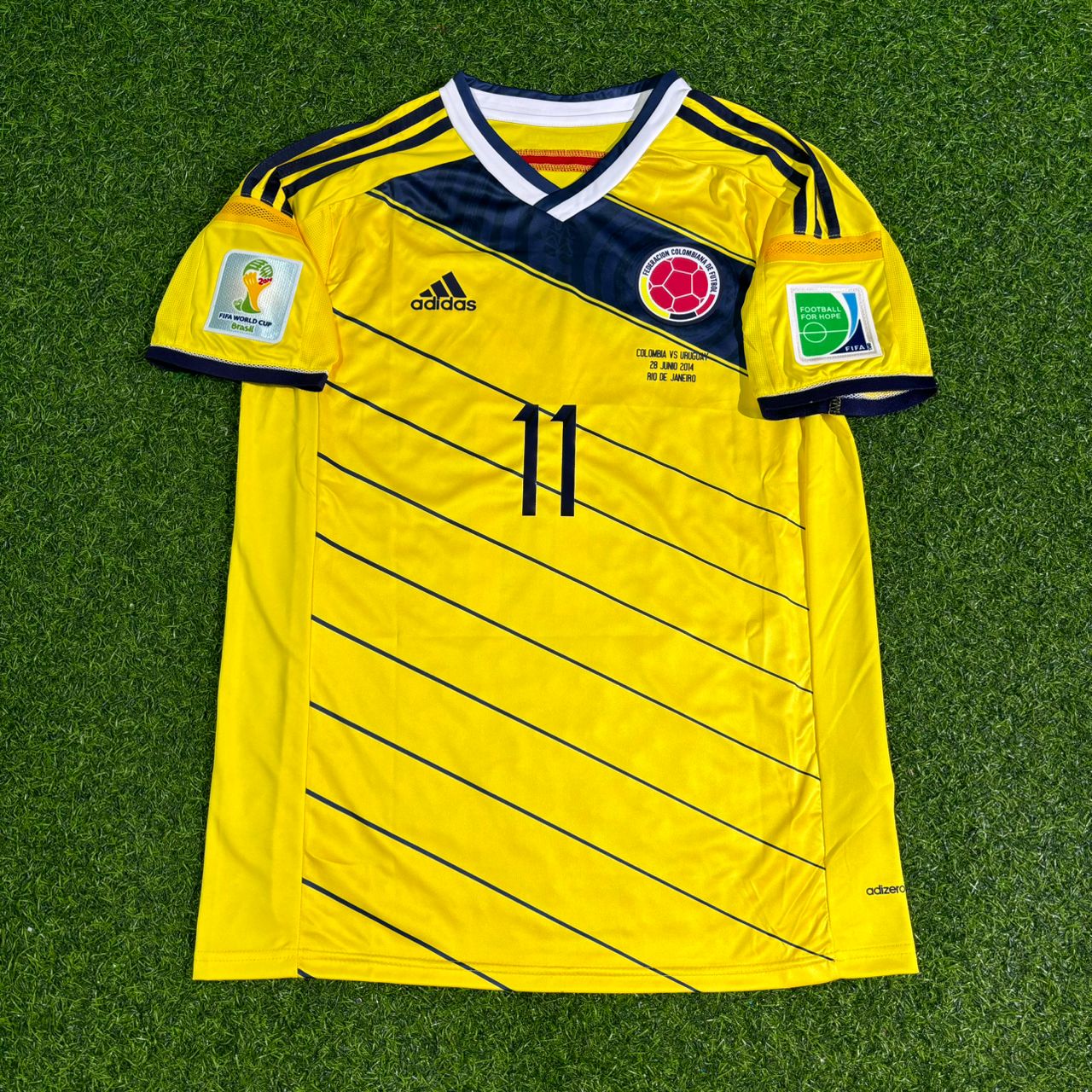 Colombia World Cup 2014 Juan Cuadrado Blue Retro Football Jersey