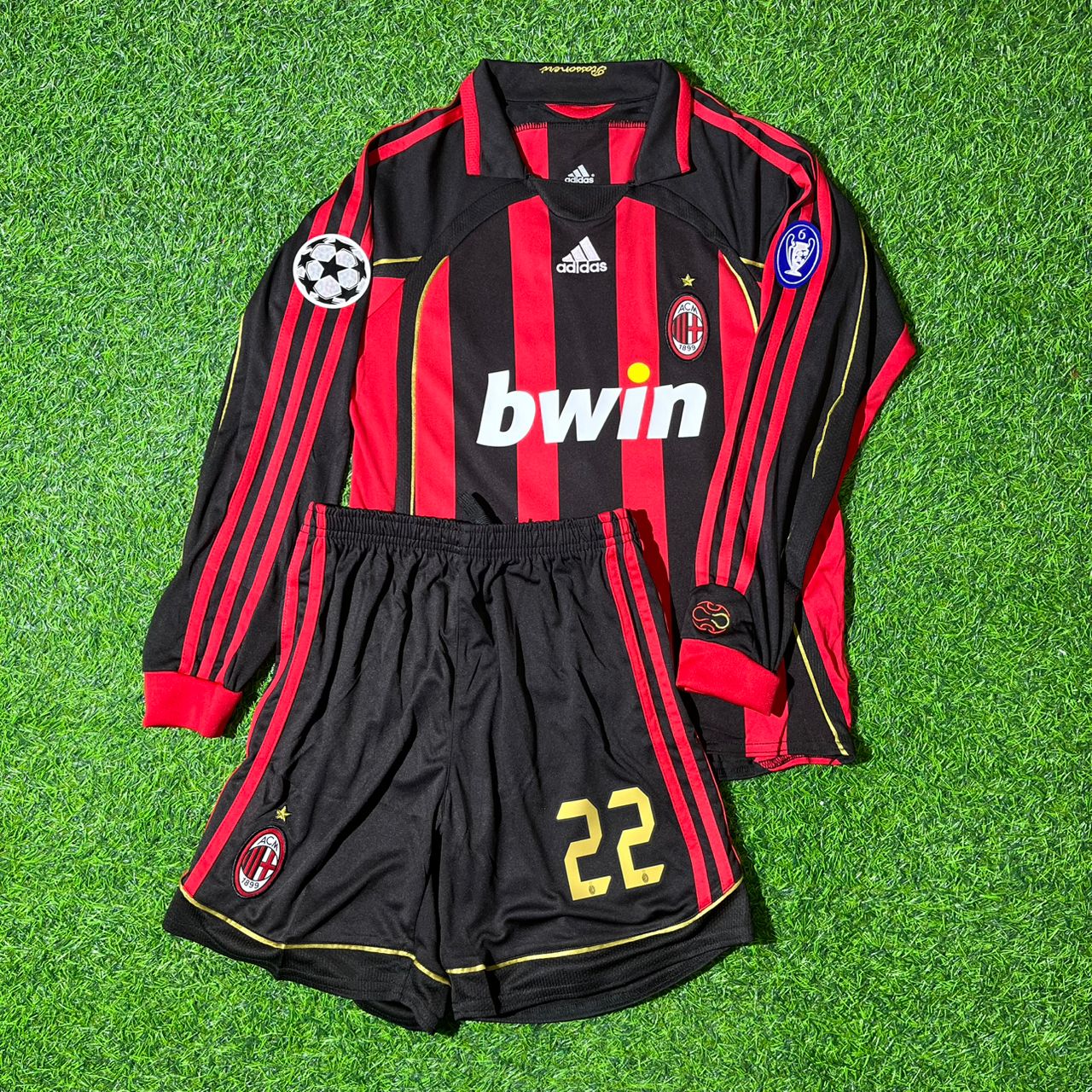 Kaká Leite AC Milan 2006/07 Retro Long Sleeve Kids Football Jersey Collection