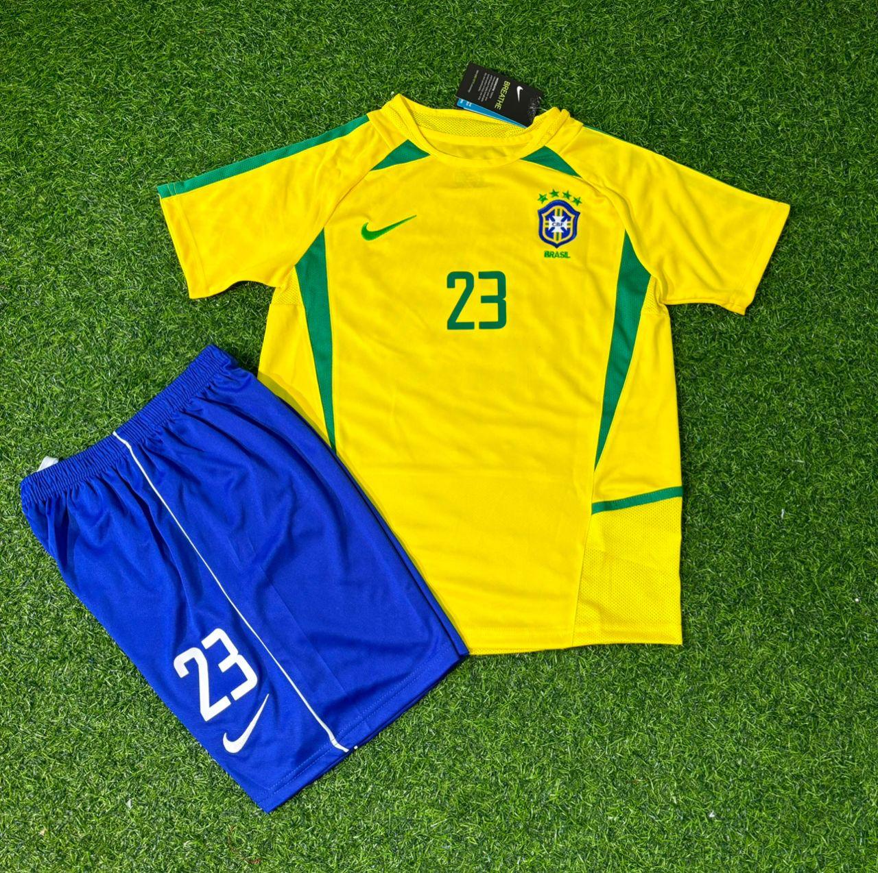 Kaká Leite Brazil Retro Kids Football Jersey Kit