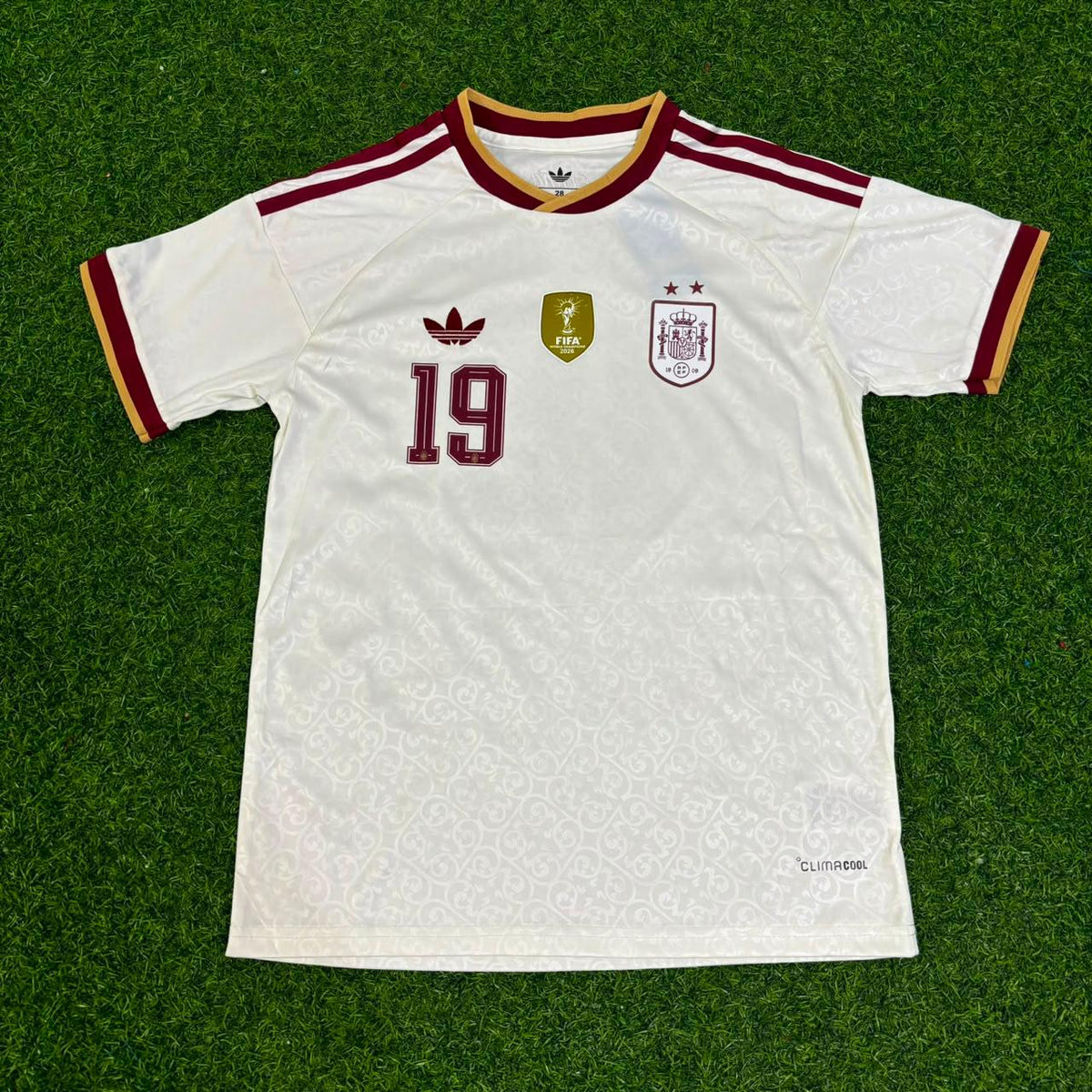 Lamine Yamal #19 Spain Two Star 2026 World Cup Champions Away Kids Football Jersey