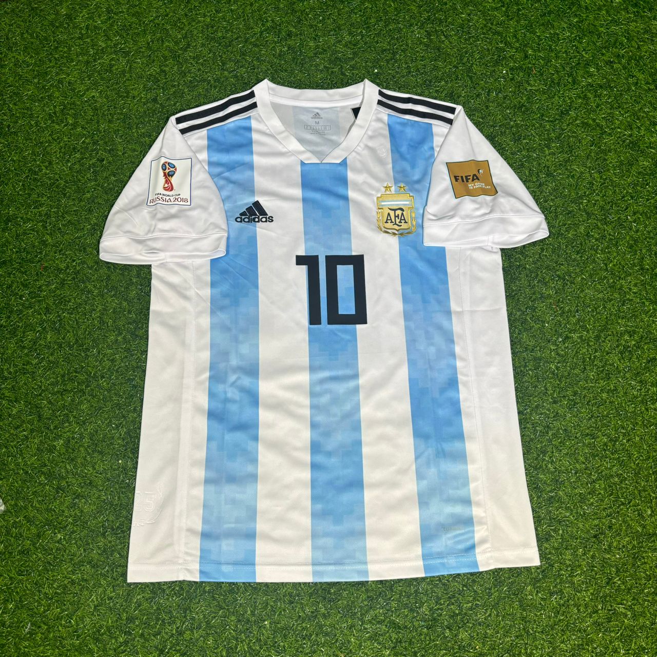 Argentina World Cup 2018 Lionel Messi #10 Home Retro Football Jersey