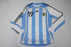 Lionel Messi 2006 World Cup Retro Argentina Retro Long Sleeve Football Jersey Kit