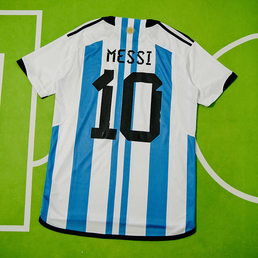 Lionel Messi Argentina 2022 Qatar World Cup Champion Football Jersey Kit