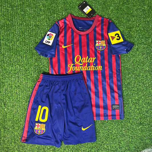 Lionel Messi Barcelona 11/12 Kids Football Jersey Kit
