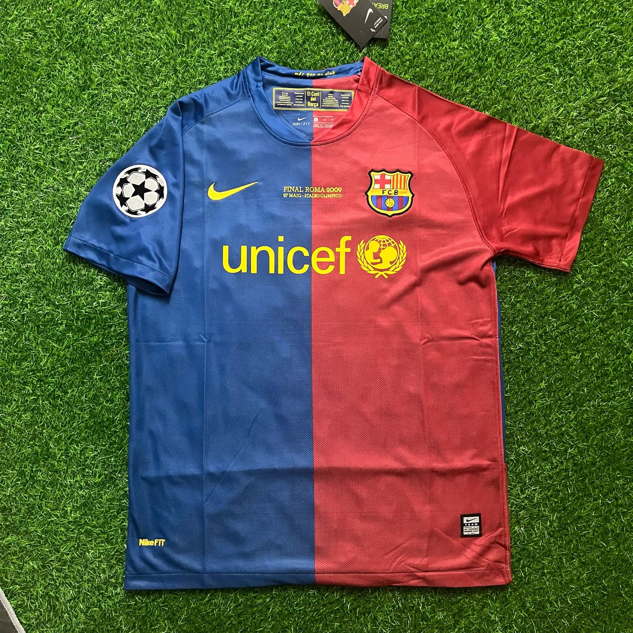 Barcelona Lionel Messi 2009 Roma Final Retro Jersey Trikot Maillot Soccer Kit