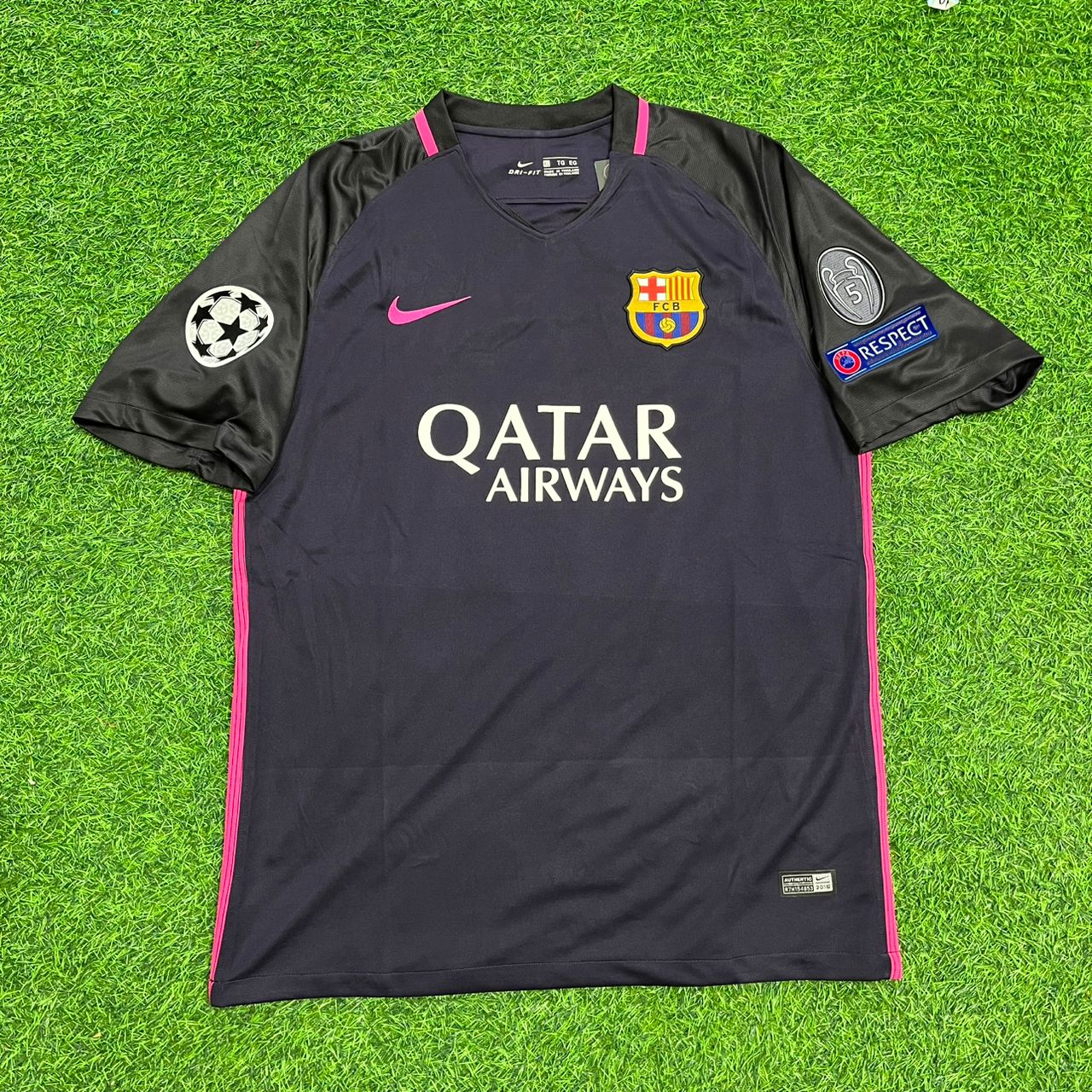 Lionel Messi Barcelona 2014/15 Retro Black Pink Football Jersey