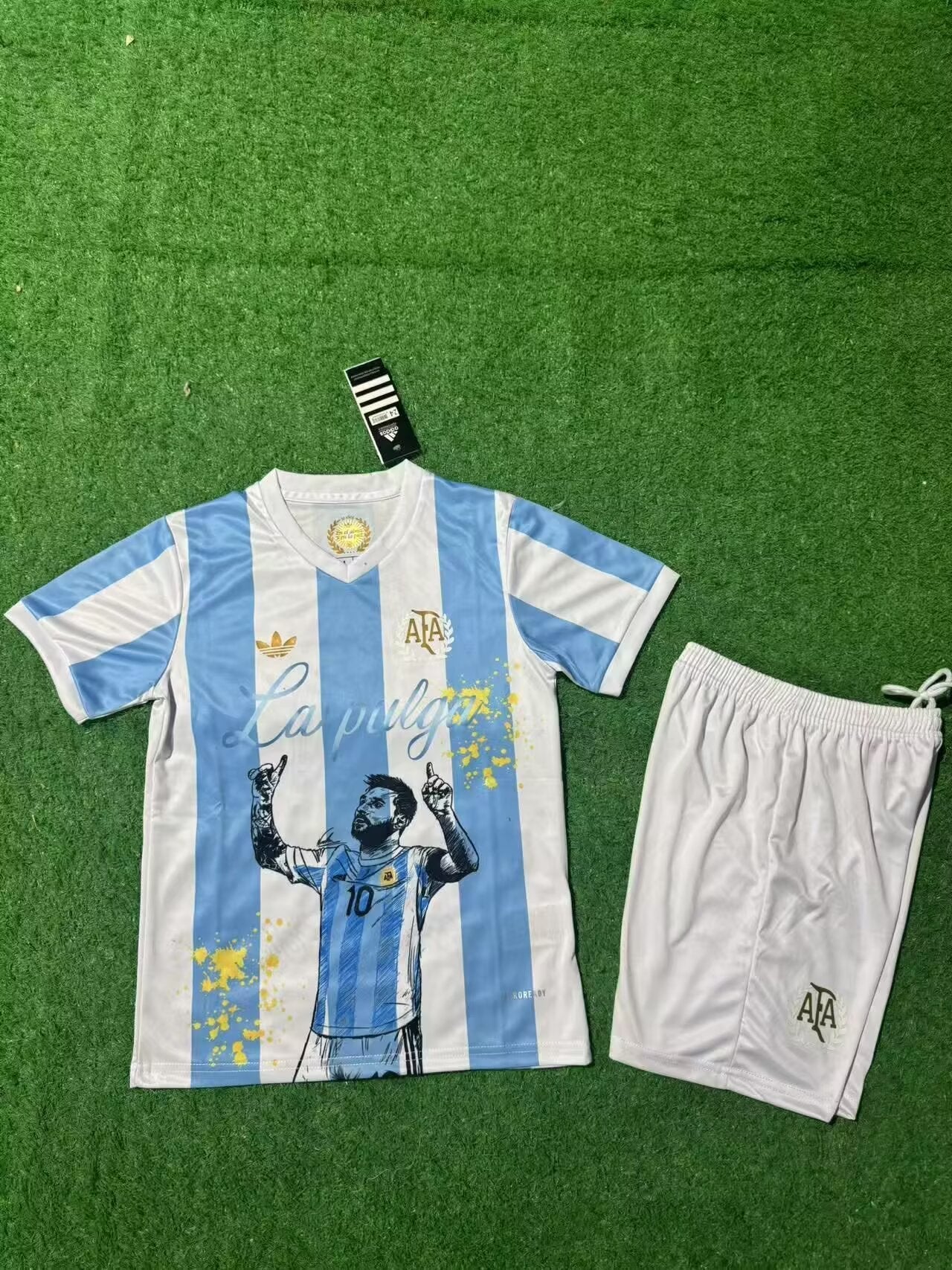Lionel Messi GOAT Argentina Champion Special Football Jersey Kit