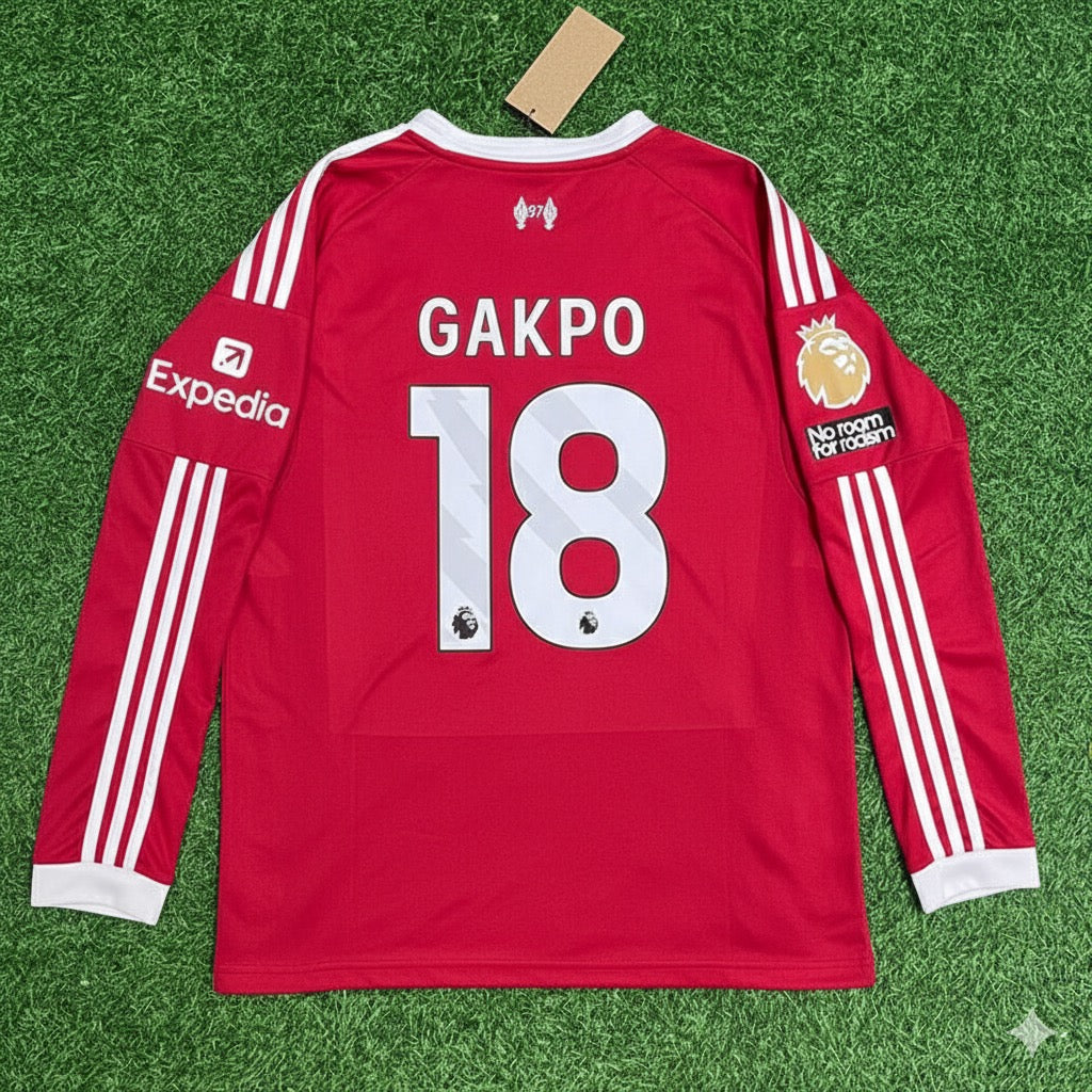 Cody Gakpo Liverpool 2025 Long Sleeve Football Jersey Kit