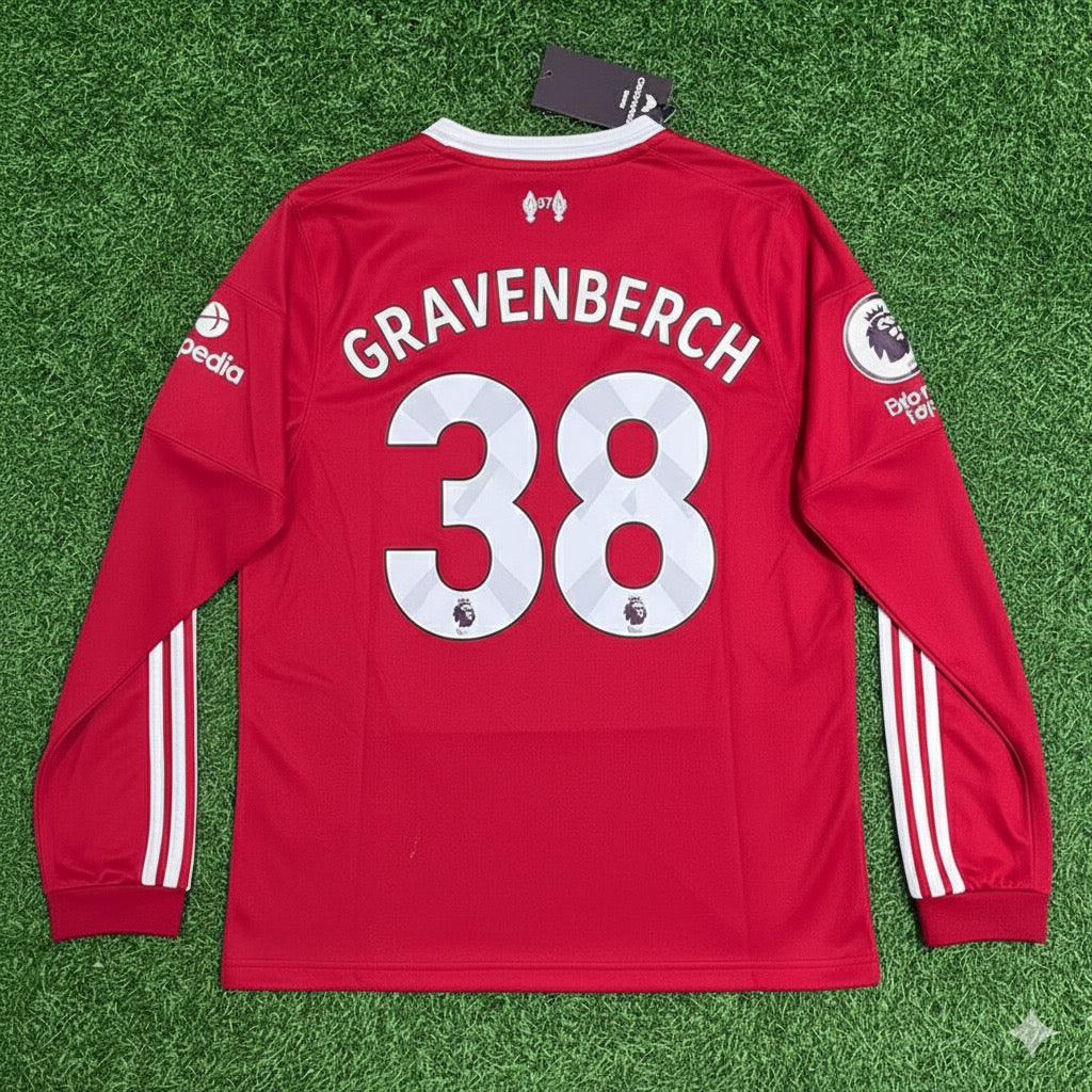 Ryan Gravenberch Liverpool 2025 Long Sleeve Football Jersey Kit
