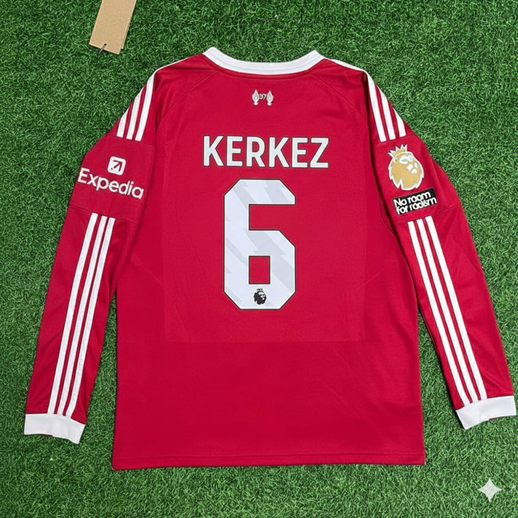 Milos Kerkez Liverpool 2025 Long Sleeve Football Jersey Kit