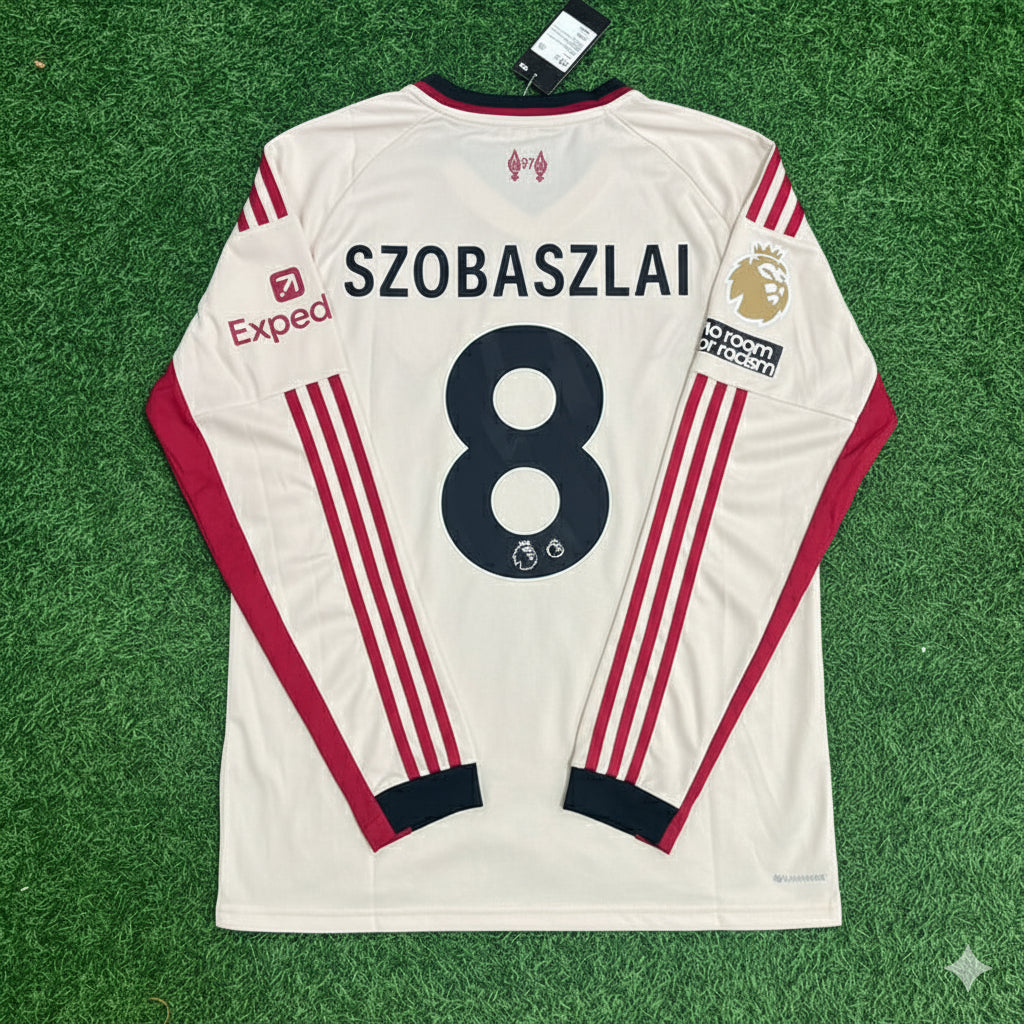 Dominik Szobaszlai Liverpool 2025 Away Long Sleeve Football Jersey Kit