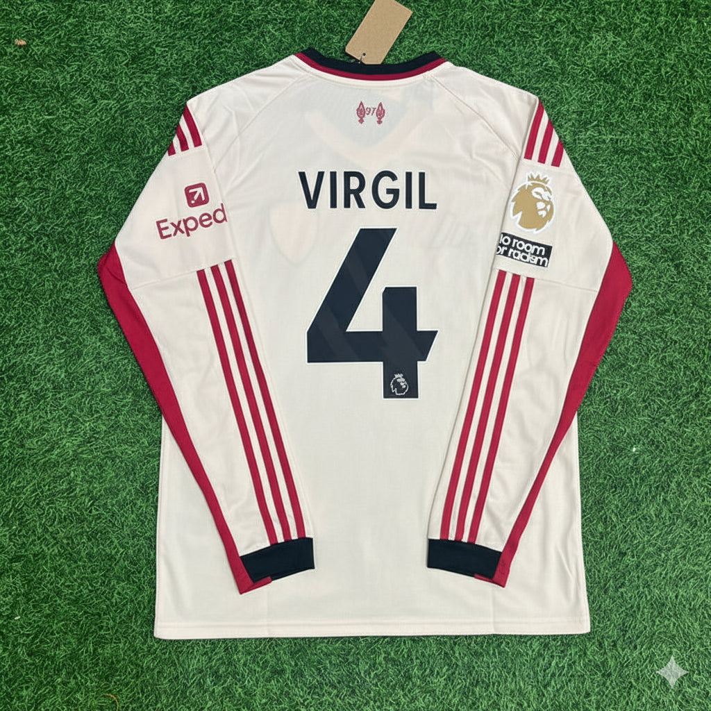 Virgil van Dijk Liverpool 2025 Away Long Sleeve Football Jersey Kit