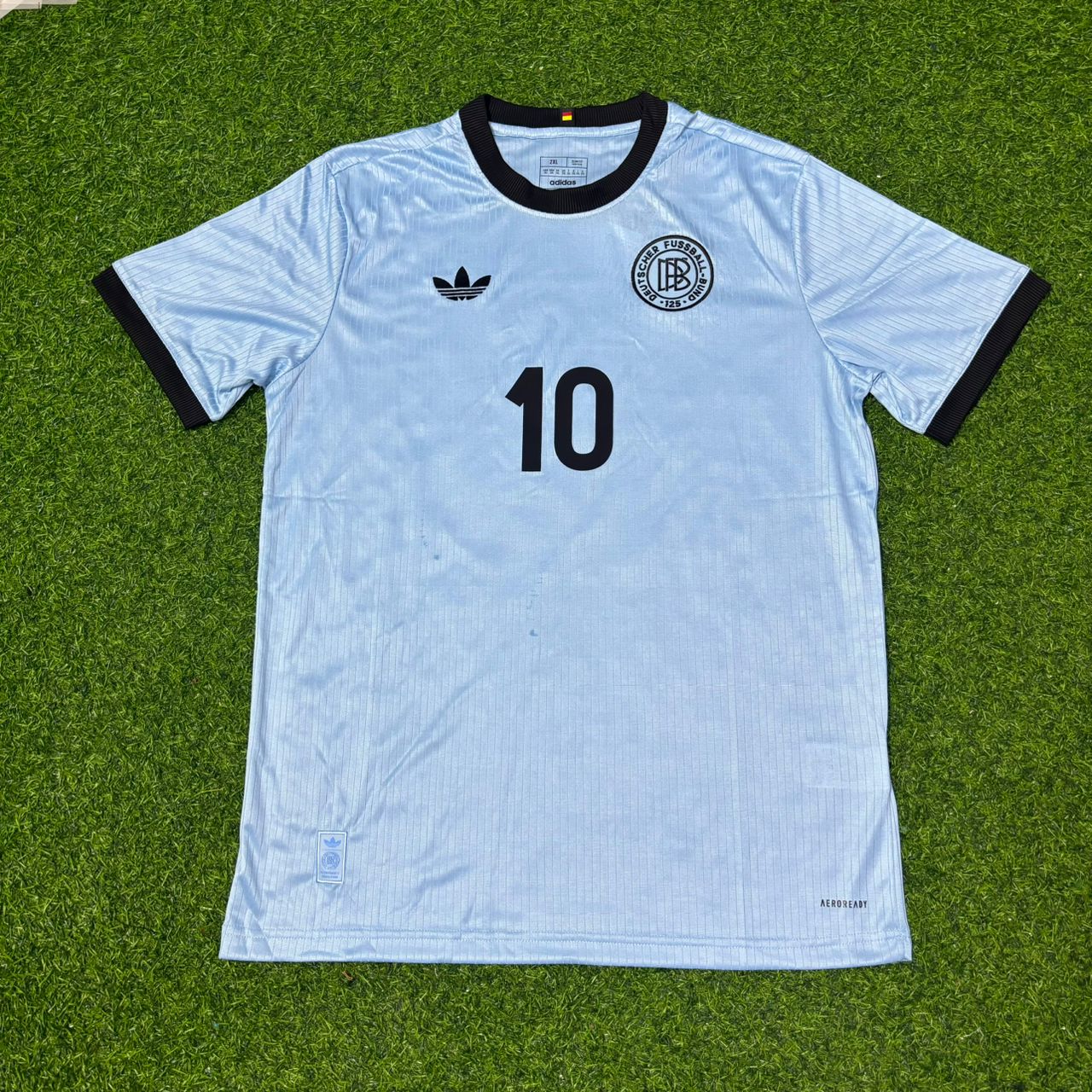 Lothar Matthäus Germany 125th Year Special Clear Blue Retro Football Jersey Kit