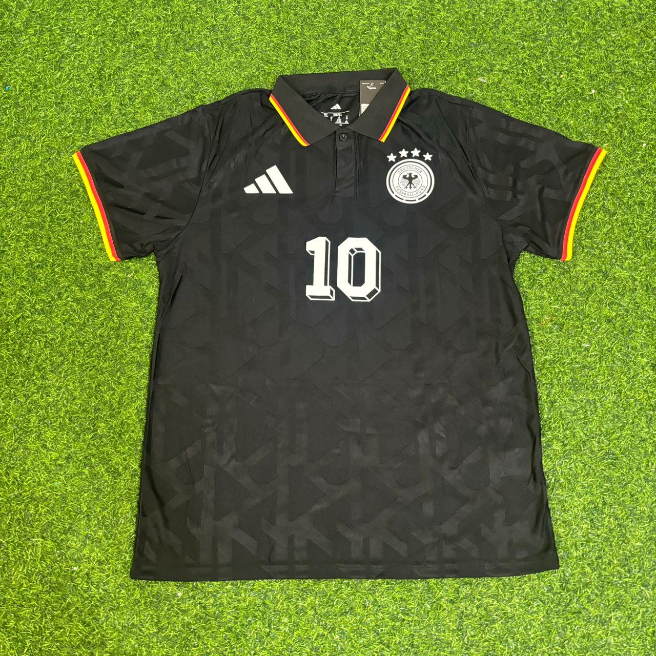 Lothar Matthäus Germany Black Polo Retro Commemorative Football Jersey