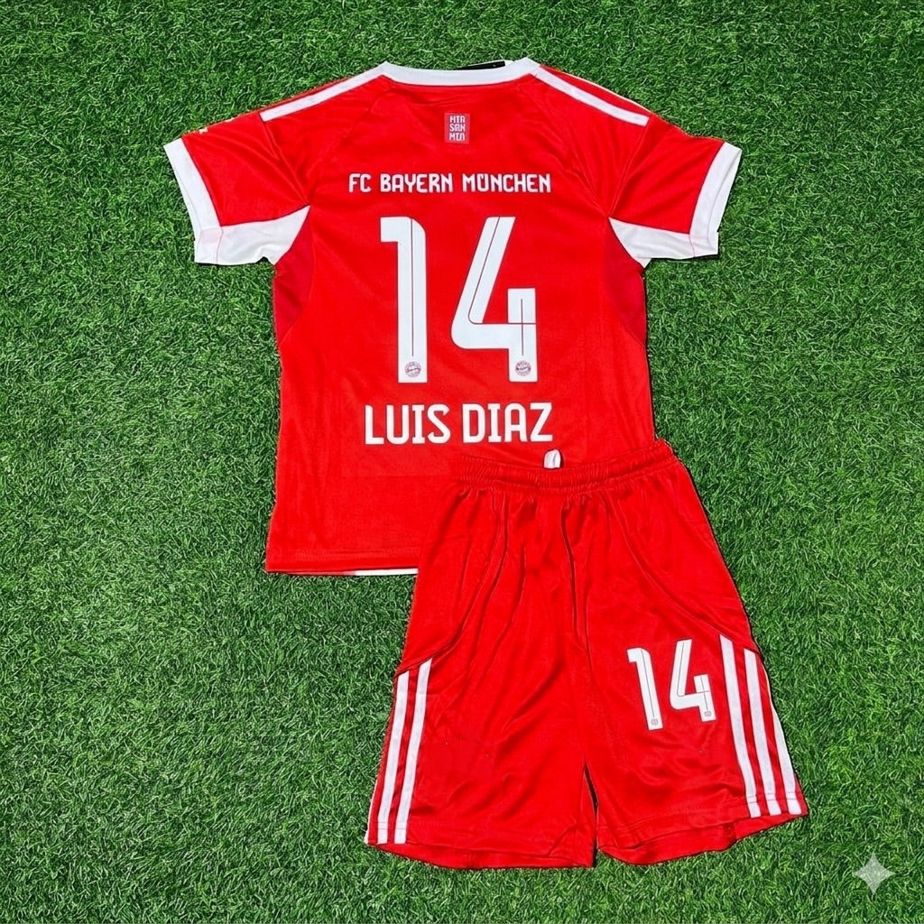 Luis Diaz #14 Bayern Munich 2025/26 Home Kids Football Jersey Kit