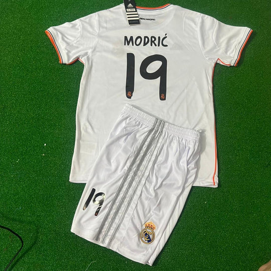 Luka Modric Real Madrid 2014 Final Kids Soccer Kids Football Jersey Kit