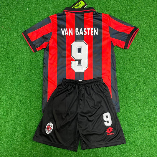 Marco van Basten Milan Retro Kids Football Jersey Kit