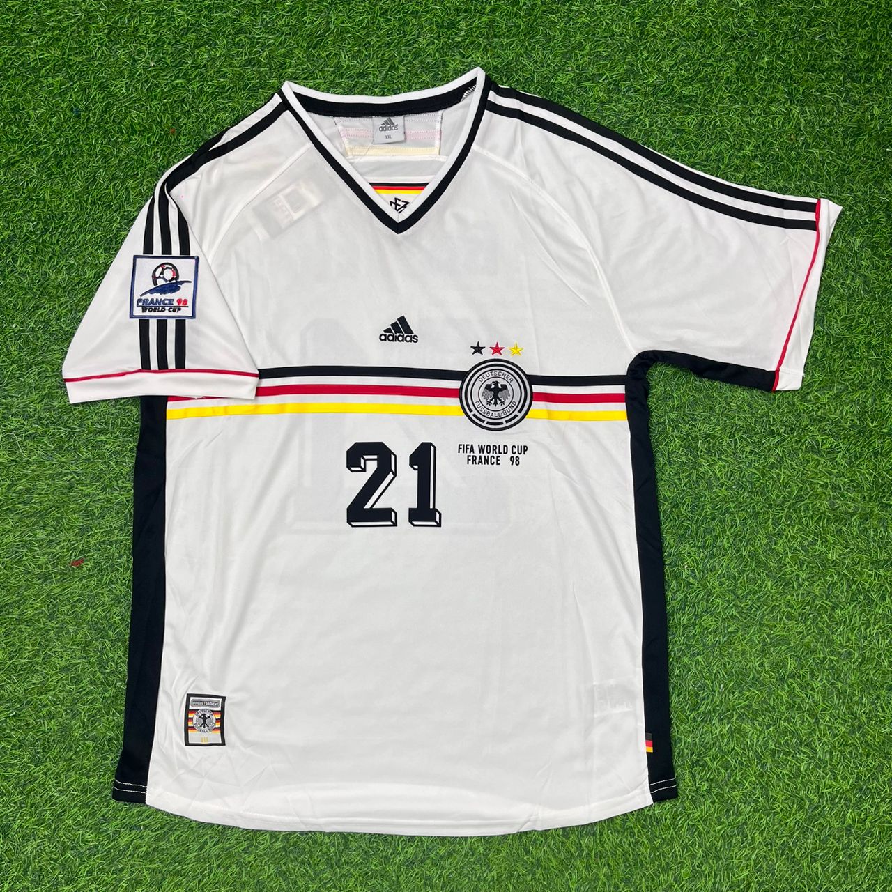 Mario Basler Deutschland WM 1998 Retro Germany Fußballtrikot Jersey