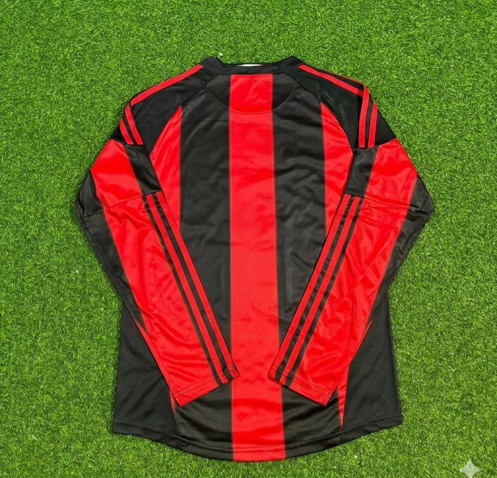 AC Milan 2010-2011 Home Long Sleeve Retro Football Jersey Kit