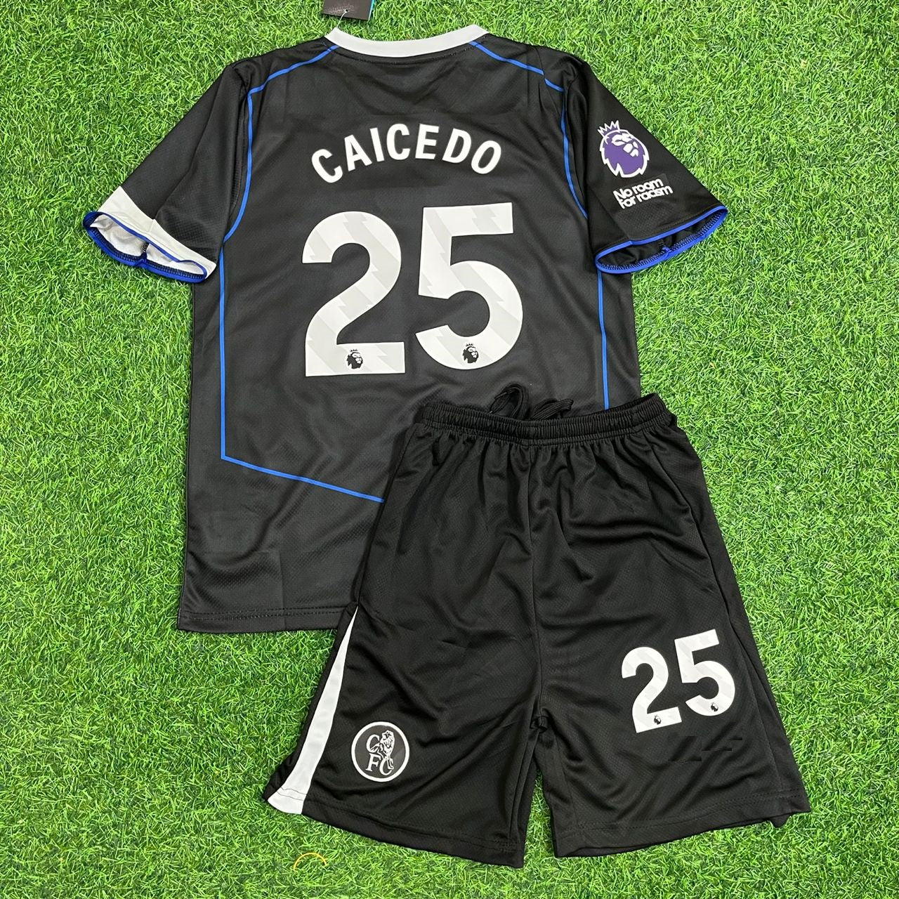 Moisés Caicedo Chelsea 2025 Black Kids Football Jersey Kit
