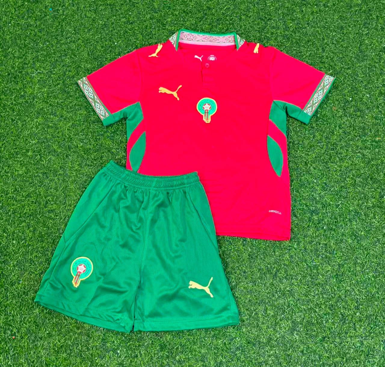 Morocco World Cup 2026 Yassine Bounou Goalkeeper Kids Football Jersey Kit