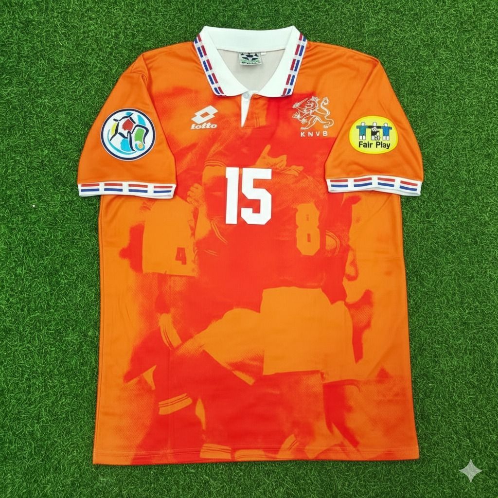 Netherlands EURO 1996 Winston Bogarde Retro Home Football Jersey back view