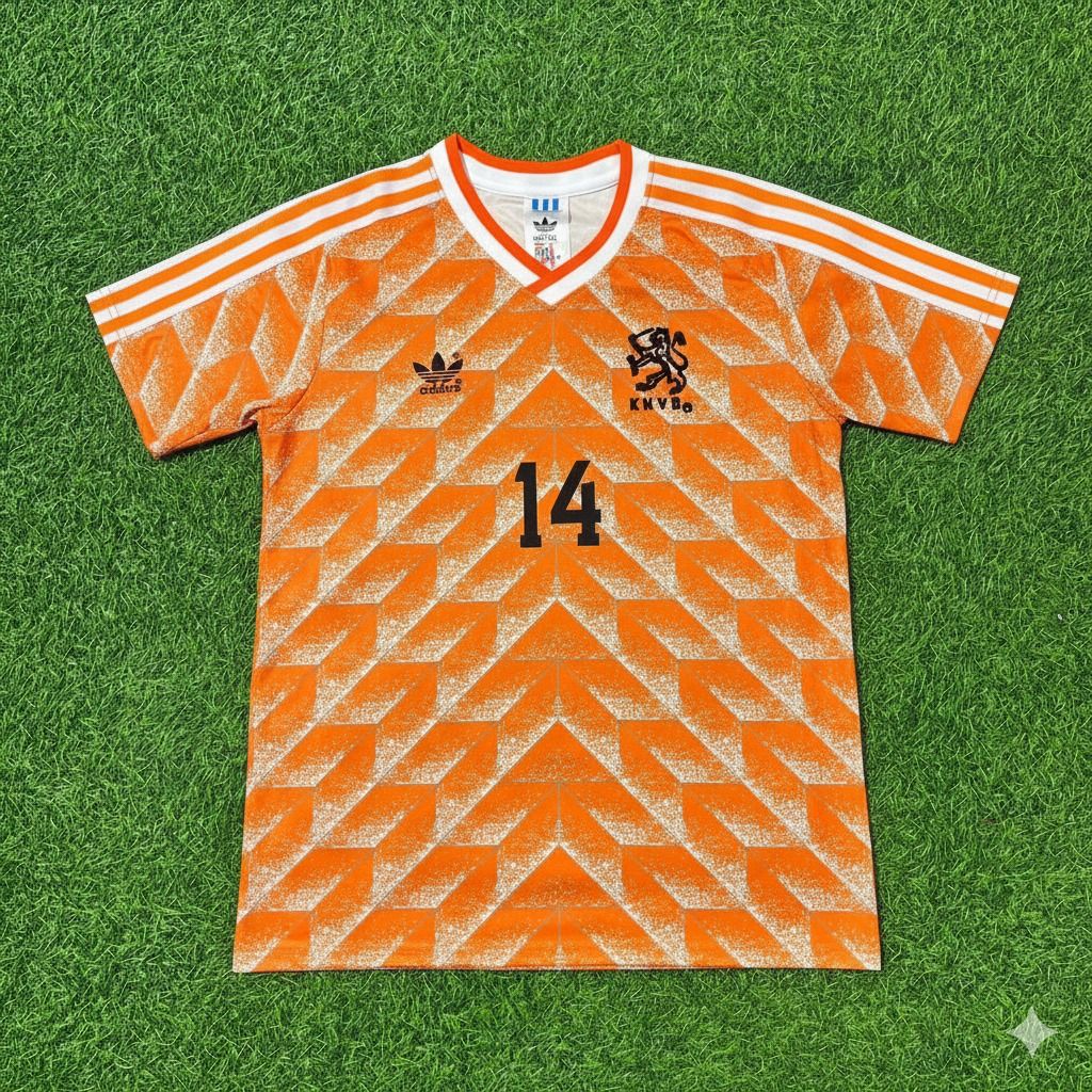 Netherlands Marc Overmars Retro Home Football Jersey back view