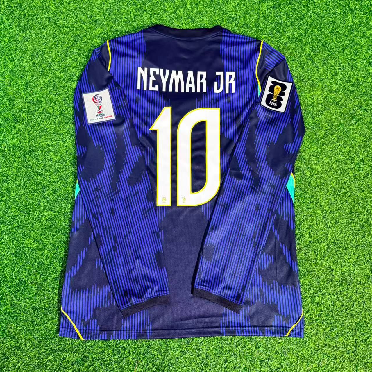 Brazil World Cup 2026 Neymar Jr #10 Long Sleeve Blue Away Jersey Trikot