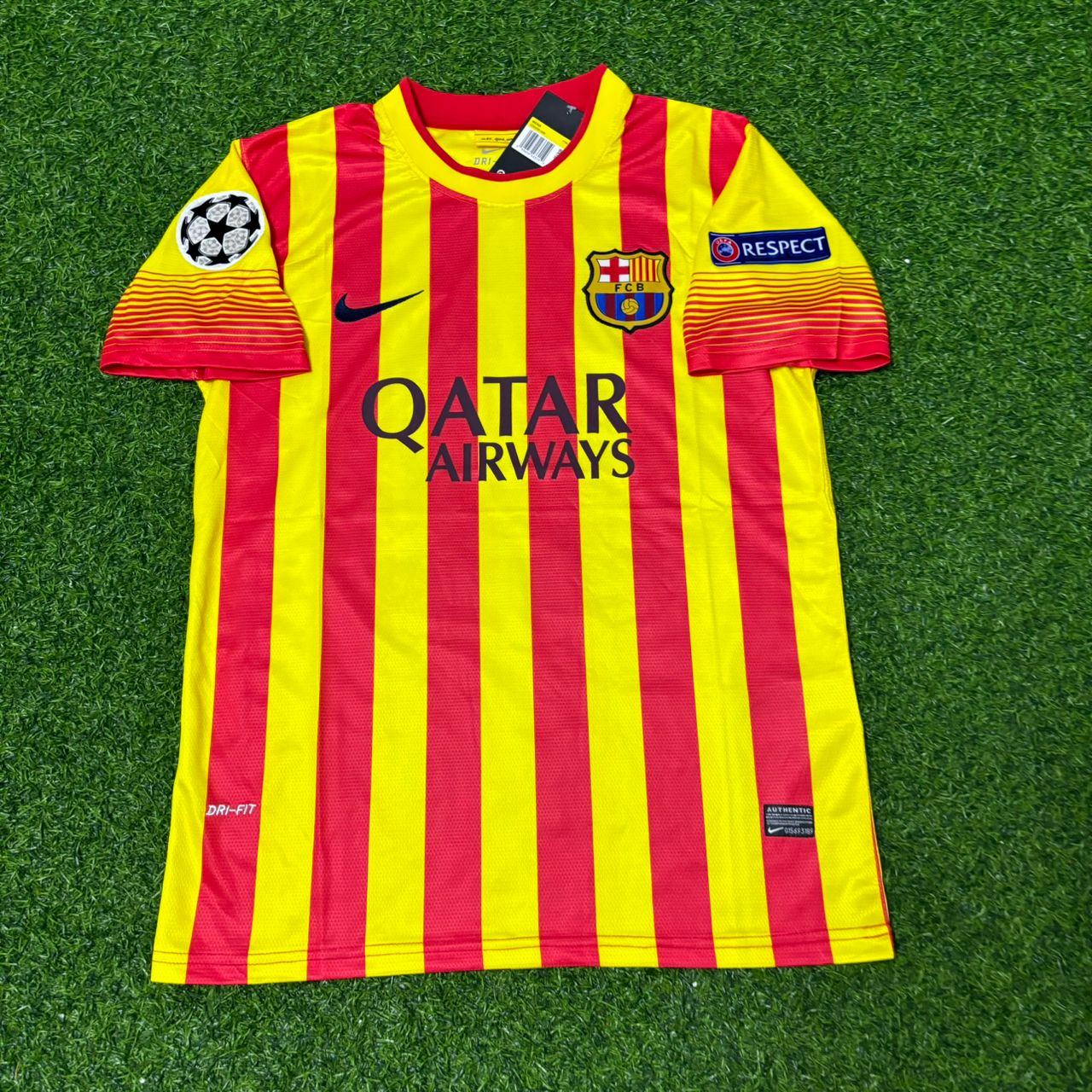 Barcelona Neymar Jr. 11 - 2013/2014 Yellow Red Retro Football Jersey