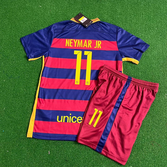 Neymar Jr Barcelona 2015/16 Retro Kids Football Jersey Kit