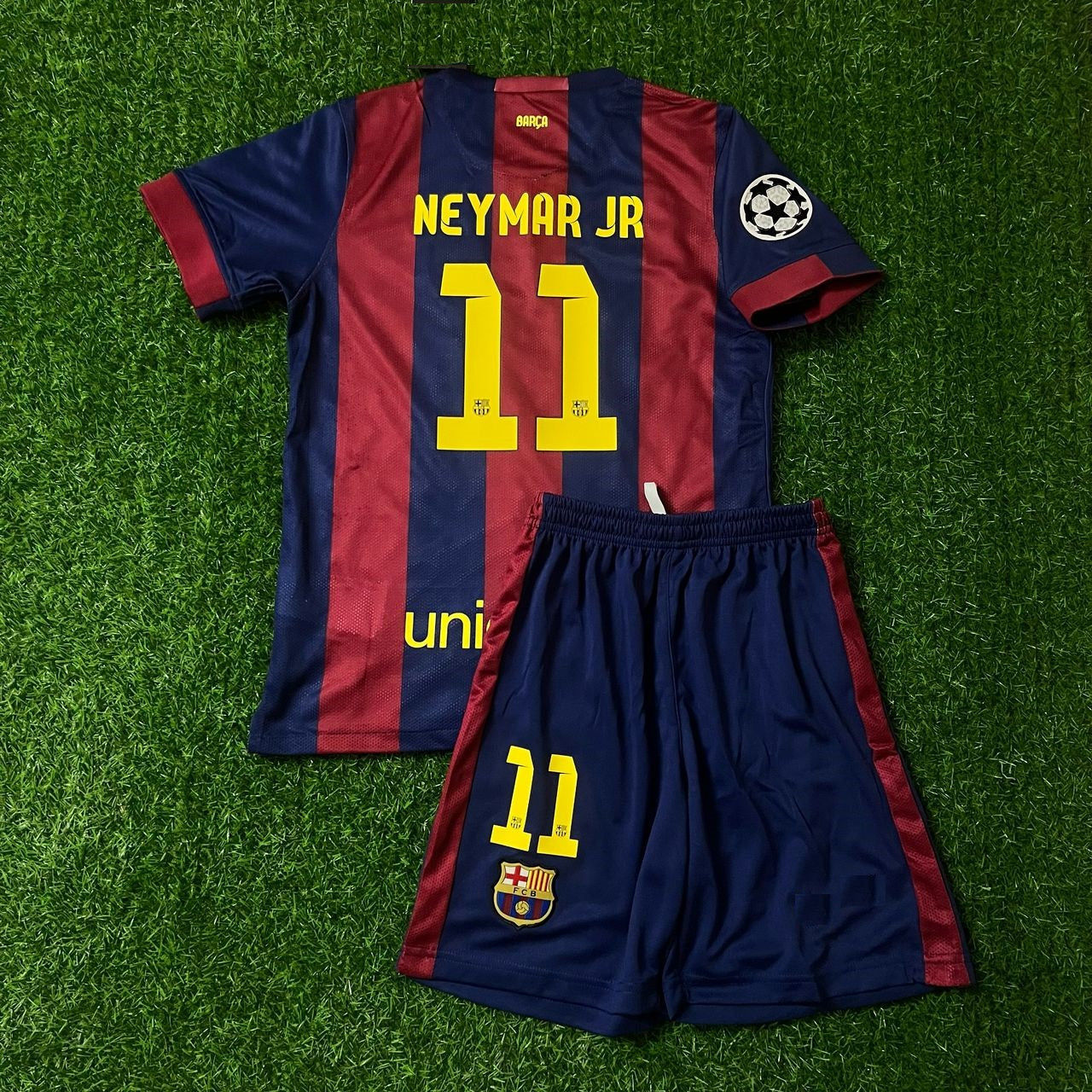 Neymar Jr Barcelona 14/15 Home Kids Kit – Kit Jersey for Children – | KinderTrikot | Maillot Enfant