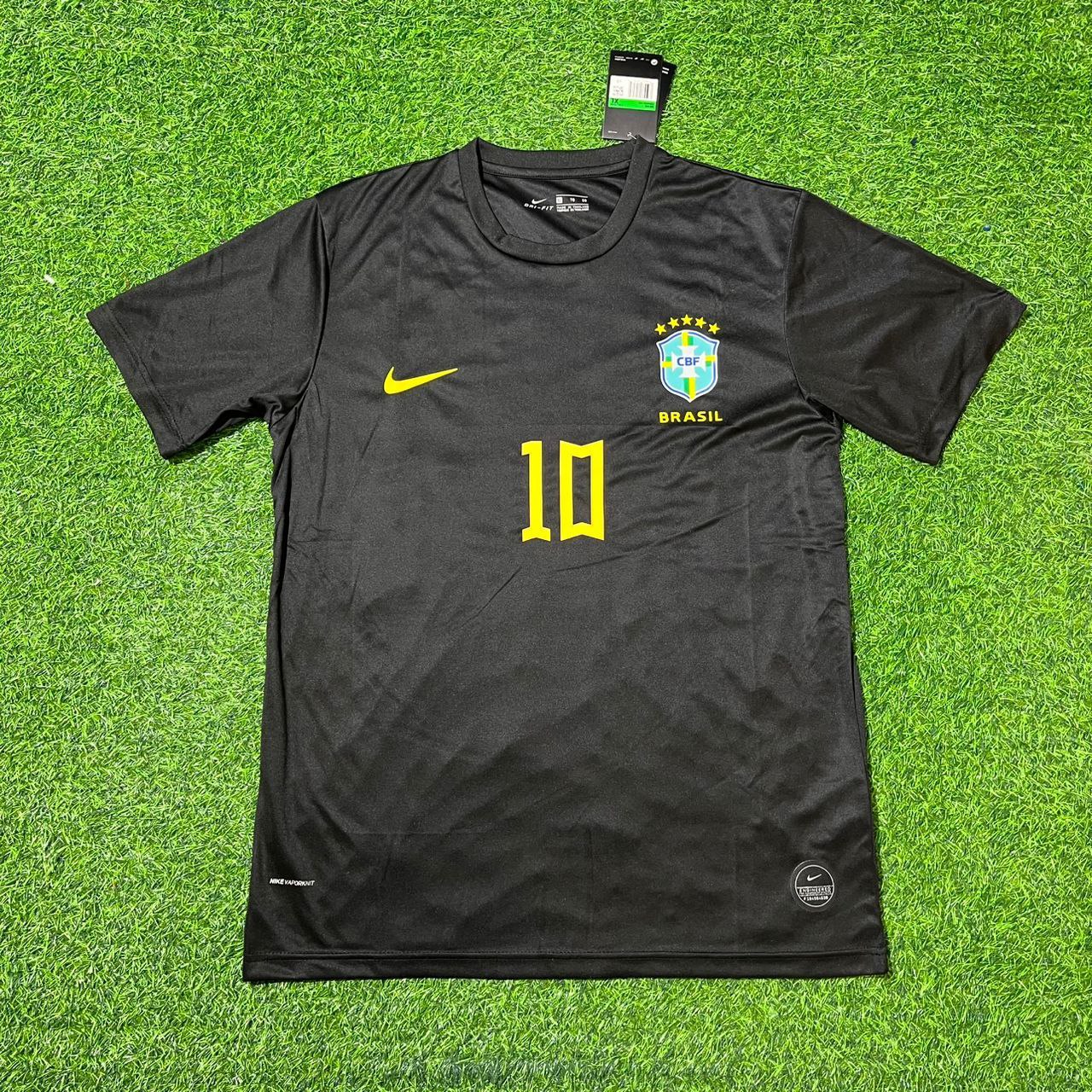 Brazil Neymar Jr Black Retro Football Jersey Kit