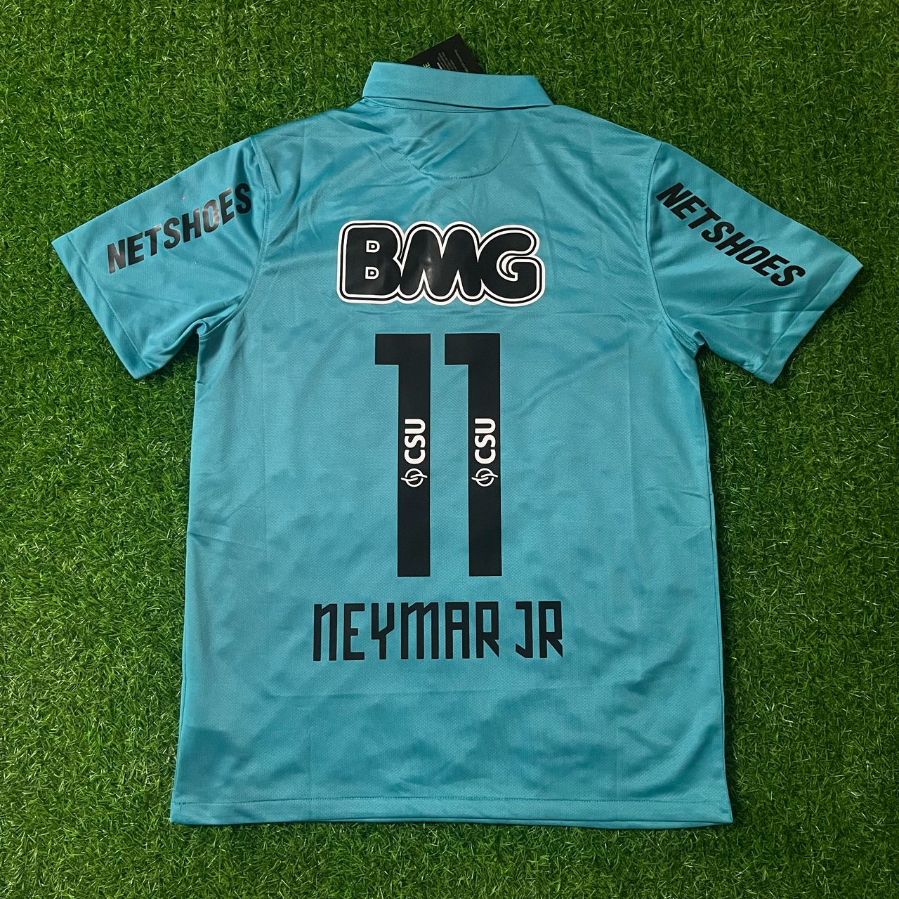 Neymar JR Santos FC 2011 2012 Retro Blue Green Turquoise Jersey Trikot
